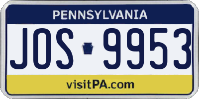 PA license plate JOS9953