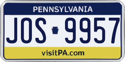PA license plate JOS9957