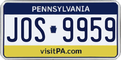 PA license plate JOS9959