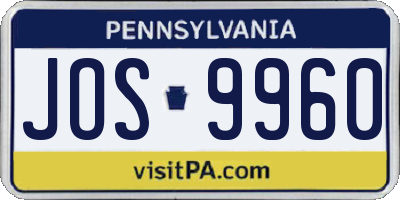 PA license plate JOS9960