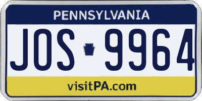 PA license plate JOS9964