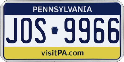 PA license plate JOS9966