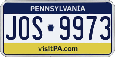 PA license plate JOS9973