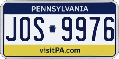 PA license plate JOS9976