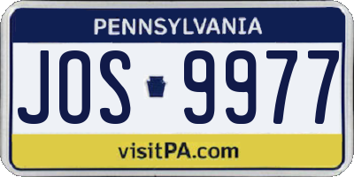 PA license plate JOS9977