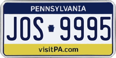PA license plate JOS9995