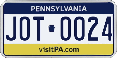 PA license plate JOT0024