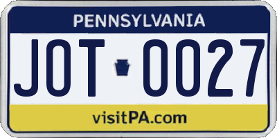 PA license plate JOT0027