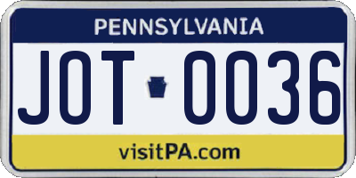 PA license plate JOT0036