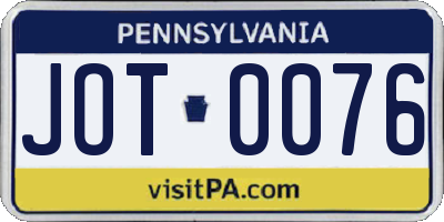 PA license plate JOT0076