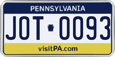 PA license plate JOT0093