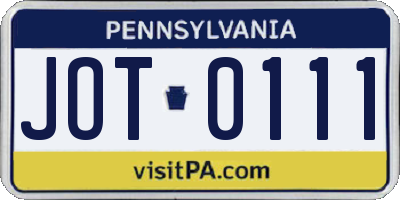 PA license plate JOT0111