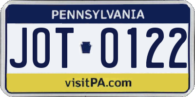 PA license plate JOT0122