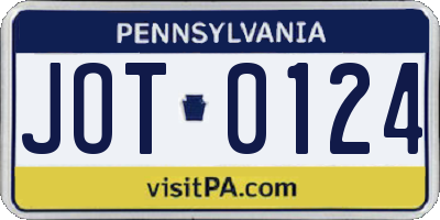 PA license plate JOT0124