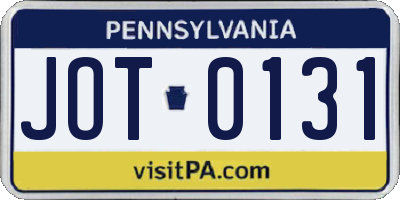 PA license plate JOT0131