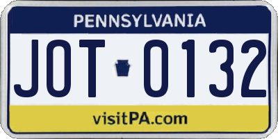 PA license plate JOT0132