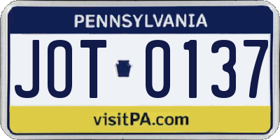 PA license plate JOT0137