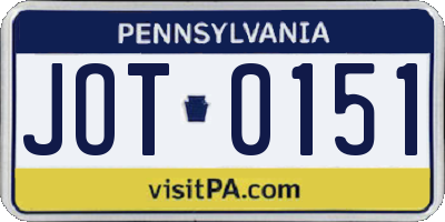 PA license plate JOT0151