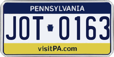 PA license plate JOT0163