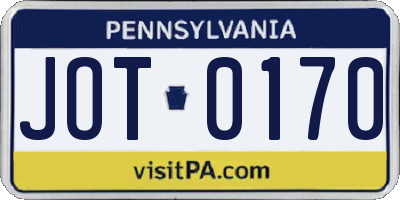 PA license plate JOT0170