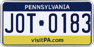 PA license plate JOT0183