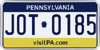 PA license plate JOT0185