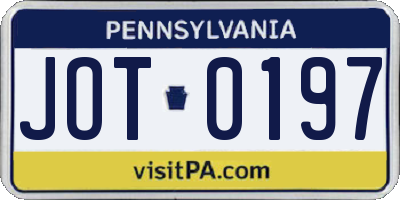 PA license plate JOT0197