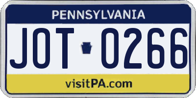 PA license plate JOT0266