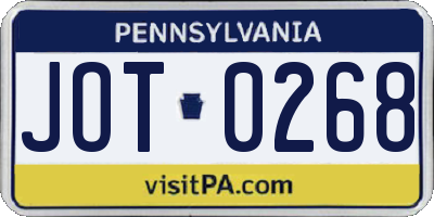 PA license plate JOT0268