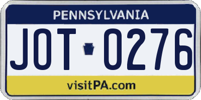 PA license plate JOT0276
