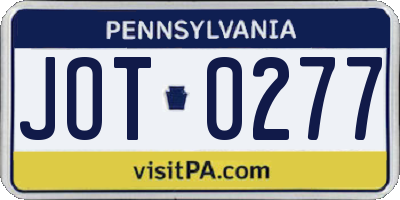 PA license plate JOT0277