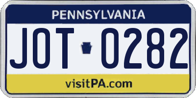 PA license plate JOT0282