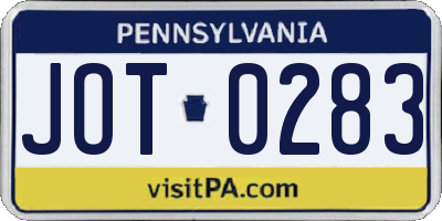 PA license plate JOT0283
