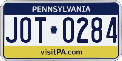 PA license plate JOT0284