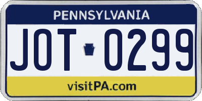 PA license plate JOT0299