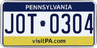 PA license plate JOT0304