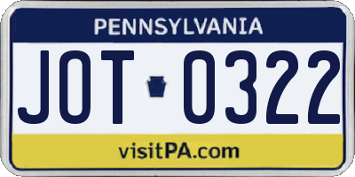 PA license plate JOT0322