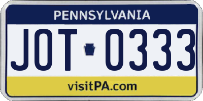PA license plate JOT0333
