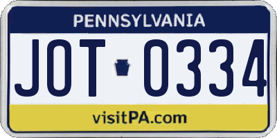 PA license plate JOT0334