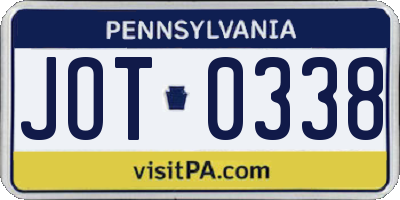 PA license plate JOT0338