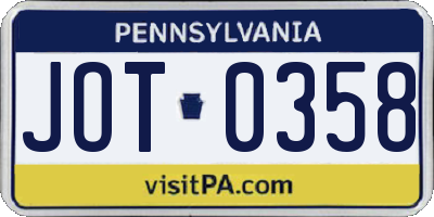 PA license plate JOT0358