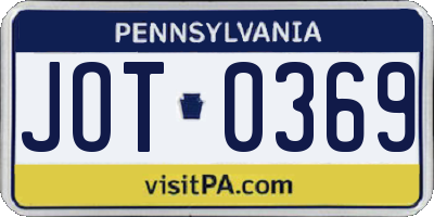PA license plate JOT0369