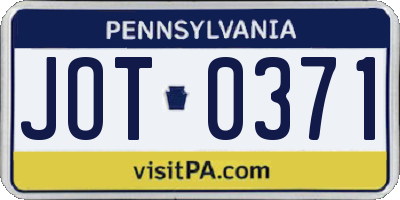 PA license plate JOT0371