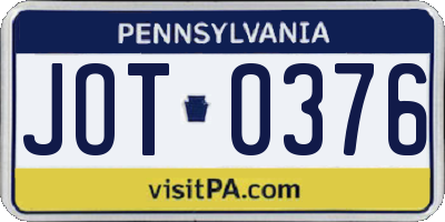 PA license plate JOT0376