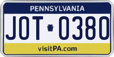 PA license plate JOT0380