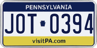 PA license plate JOT0394