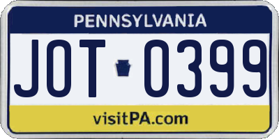 PA license plate JOT0399