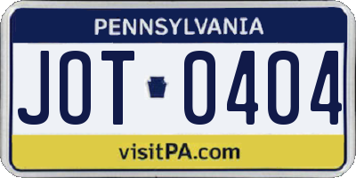 PA license plate JOT0404
