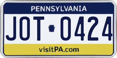 PA license plate JOT0424