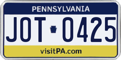 PA license plate JOT0425